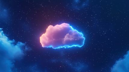 Fototapeta premium glowing cloud gently drifts in starry twilight sky