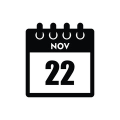 calender icon, 22 november icon with white background