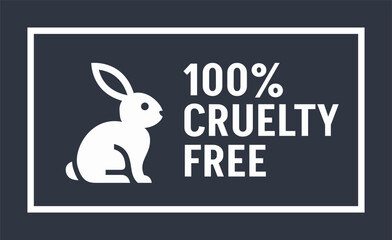 Fototapeta premium 100% Cruelty-Free Icon with Rabbit Symbol. Not Tested on Animals Concept. Vector Illustration.