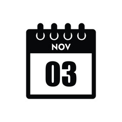 calender icon, 03 november icon with white background