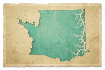 Vintage Washington State Map with Light Blue Gradient - Retro Travel Poster