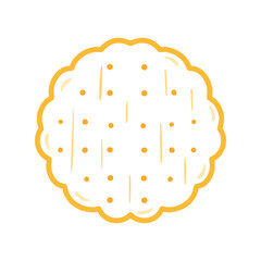Round Cracker Biscuit Snack Food in Line Art Drawing Cute Cartoon Vector Illustration