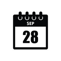 calender icon, 28 september icon with white background