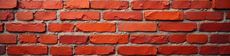 Obraz premium Rough texture, aged red bricks, uneven mortar , uneven, detail, brick wall
