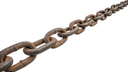 Obraz premium Rusty Chain on White Background