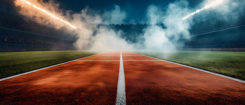 Stadium track, night race, smoky