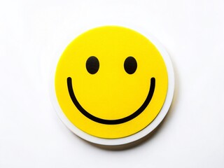 Yellow Smiley Face Sticker on White Background -  High-Resolution Stock Photo for Graphic Design