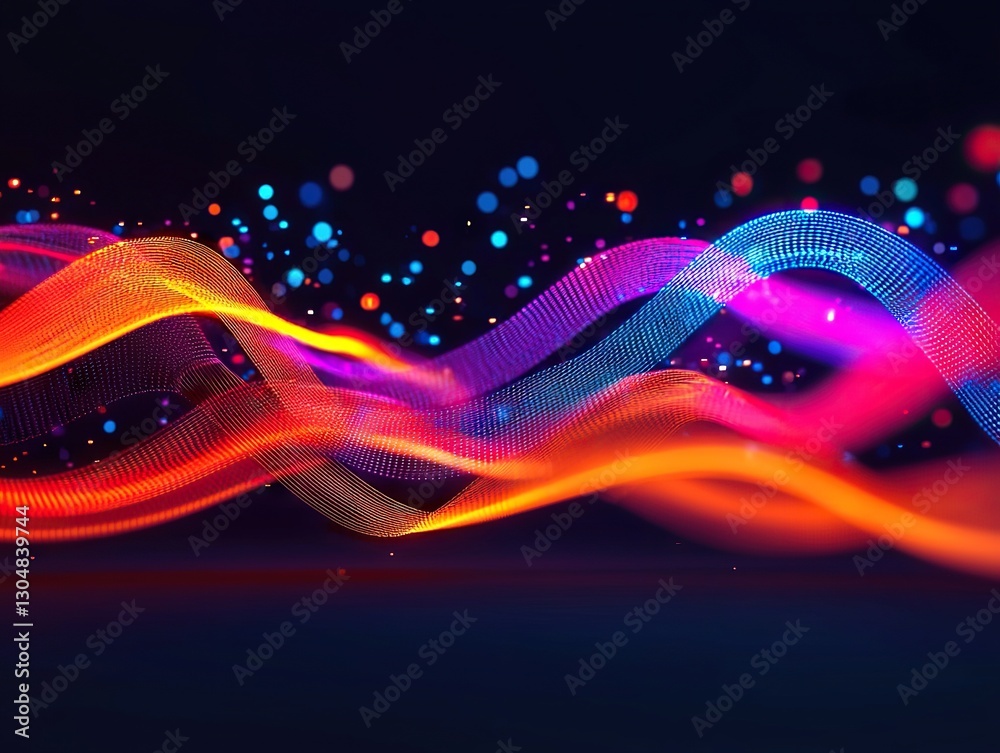 Aufkleber dynamic light waves dancing in a colorful display abstract art digital creation dark background arti