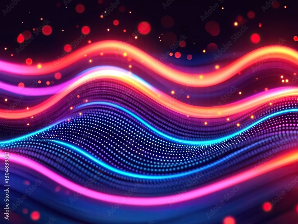 Poster dynamic light waves abstract digital art colorful patterns vibrant environment artistic viewpoint vi