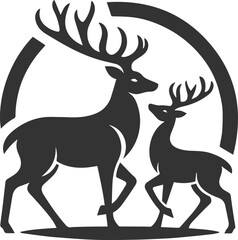 Deer playfully nudging another deer animal silhouette vector