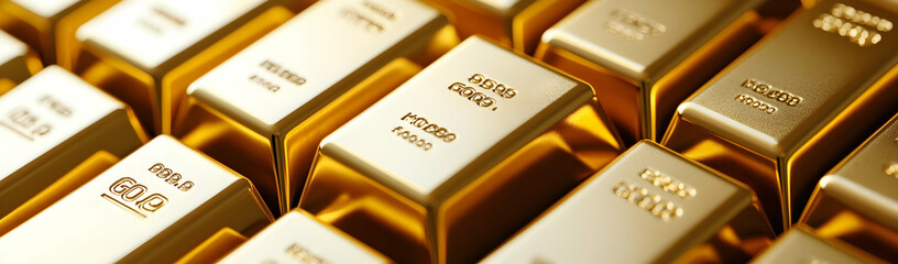 Gold bars stack, close up, finance