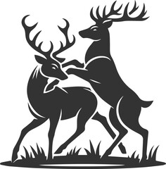 Deer playfully nudging another deer animal silhouette vector