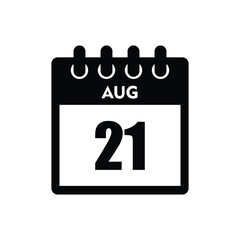 calender icon, 21 august icon with white background