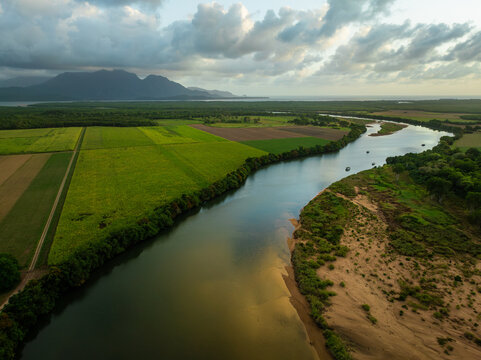 Farmland & the Herbert River looking towards Hinchinbrook Island