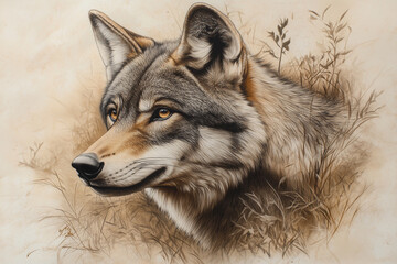 Obraz premium Portrait of a Grey Wolf