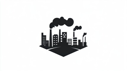 Fototapeta premium Industrial Cityscape Silhouette; pollution; urban; illustration