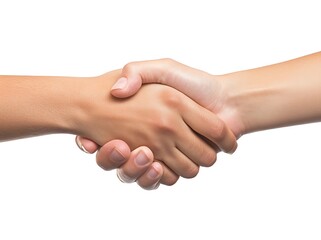 Handshake of trust: Two hands clasped together in a firm handshake, symbolizing trust, partnership, and collaboration.