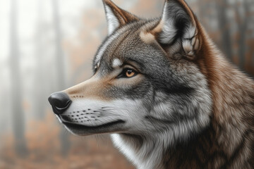 Obraz premium Portrait of a Grey Wolf
