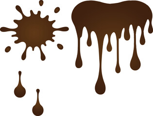 This vector graphic showcases a simple, elegant design of chocolate splashes and drips.