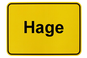 Illustration eines Ortsschildes der Gemeinde Hage in Niedersachsen