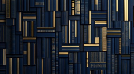 Fototapeta premium Abstract texture of blue and gold geometric patterns for modern design.
