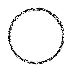 Chalk circle frame. Hand drawn vector textured chalk geometric round design element