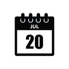 calender icon, 20 july icon with white background