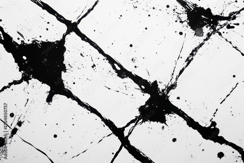 Aufkleber dynamic black ink splatter on white paper creating abstract expressionism texture for artistic backg