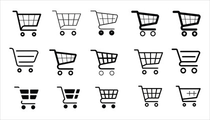 Shopping Cart Icon Set. E-commerce, Online Store, Retail, Basket, Checkout Vector.