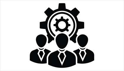 Business Teamwork Icon. Management, Collaboration, Corporate Leadership Vector.