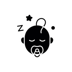 Baby is sleeping simple glyph icon. Vector solid isolated black illustration.