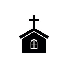 Church. Christianity simple glyph icon. Vector solid isolated black illustration.
