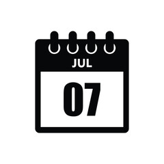 calender icon, 07 july icon with white background
