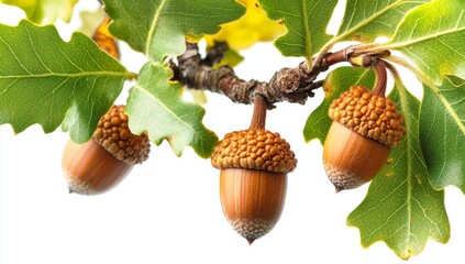 Autumn acorns on oak branch