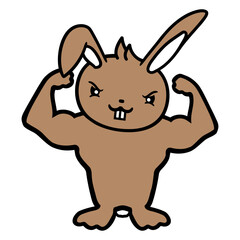 Bunny Bodybuilder Gym Muscle Strong Fitness Biceps Design Lover Art Vector Illustration Card T-Shirt Poster Sticker Graphic Print Decorative Drawing Isolated Logo Decoration Symbol Creative Cool Style