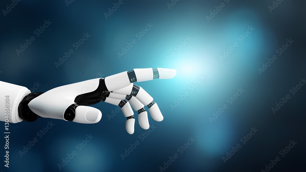 Poster exploring robotic interaction advanced technology digital space visual art futuristic environment cl