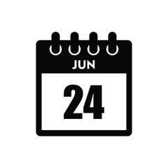 calender icon, 24 june icon with white background