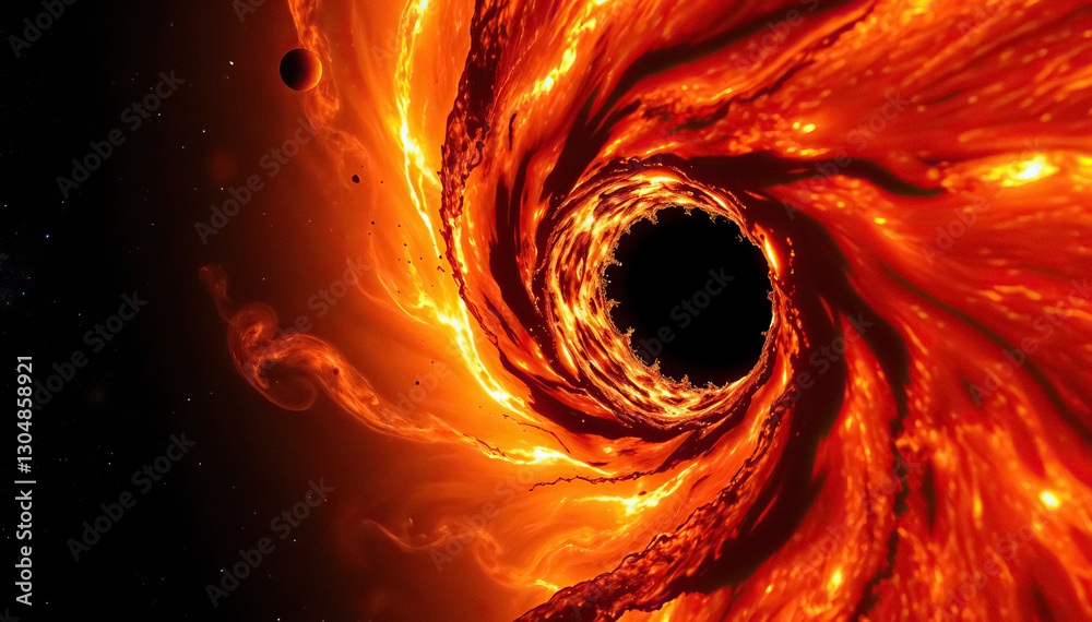 Poster galactic vortex mesmerizing cosmic depiction of black hole intense gravitational pull on surrounding