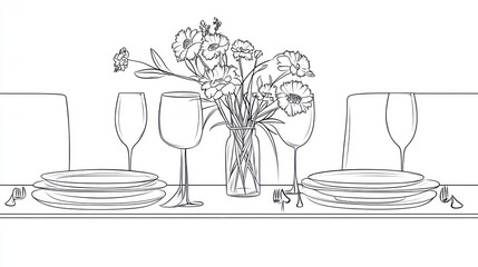 Elegant Table Setting with Flowers