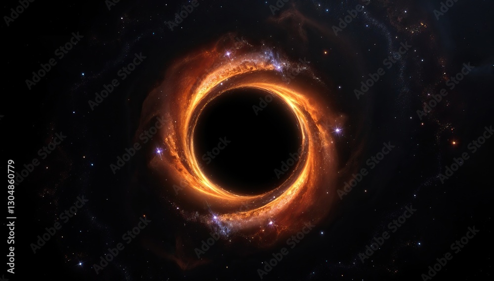 Leinwandbilder artistic rendering of black hole surrounded by swirling accretion disk in vast expanse of space