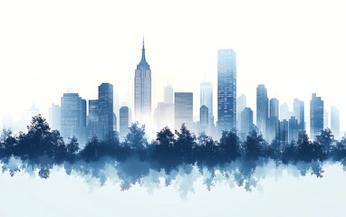 Obraz premium Urban city skyline showcasing a range of highrise buildings