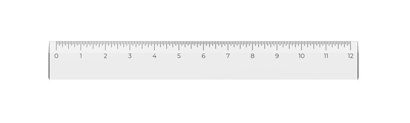 Plastic transparent ruler. Isolated. 3d illustration.