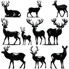 deer silhouettes set