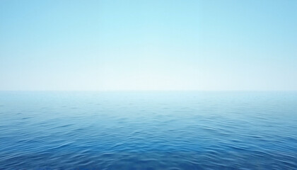 Fototapeta premium Ocean horizon line in open sea environment, tranquil blue waters, copy space