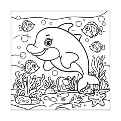 Intricate Fish Line Art Elegant Black and White Aquatic Illustration