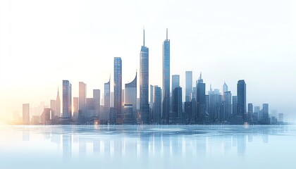 Fototapeta premium Futuristic city skyline with diverse highrise structures