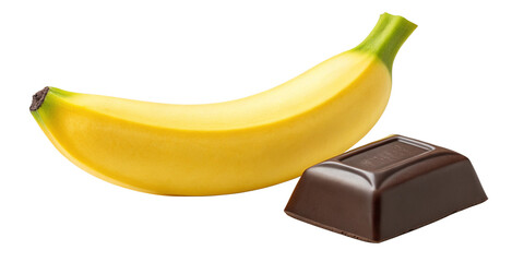 "Fresh Banana and Chocolate Pieces Isolated on Transparent Background"
"Realistic Banana and Chocolate Combination PNG for Digital Use"