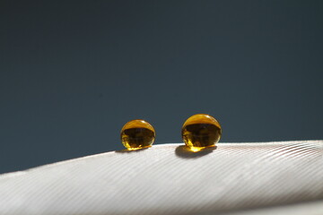 close up of orange water drop