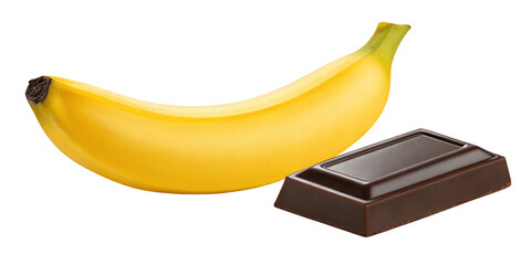 "Fresh Banana and Chocolate Pieces Isolated on Transparent Background"
"Realistic Banana and Chocolate Combination PNG for Digital Use"