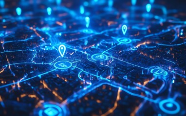 Obraz premium Hyperdetailed digital city map